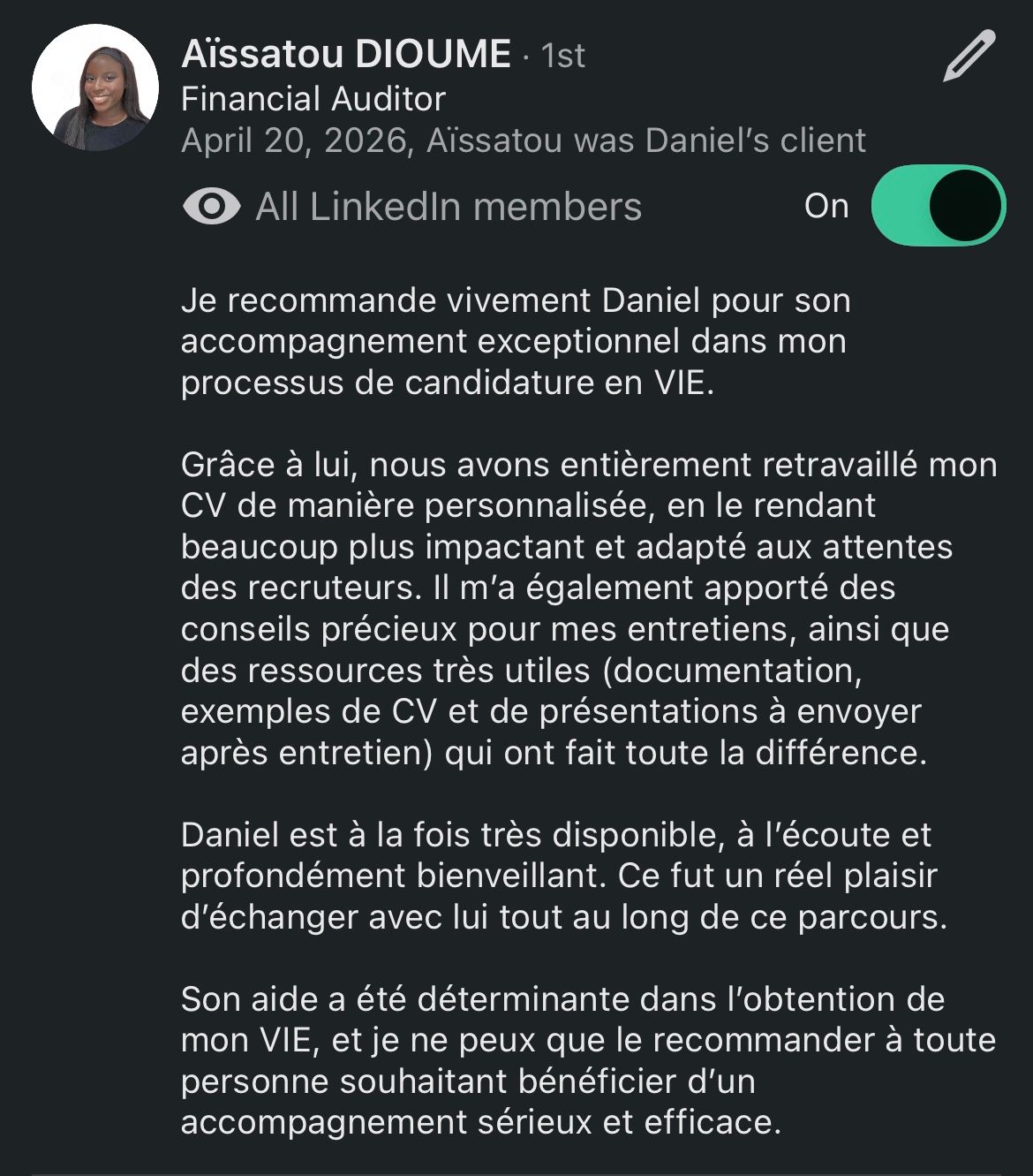 Recommandation LinkedIn