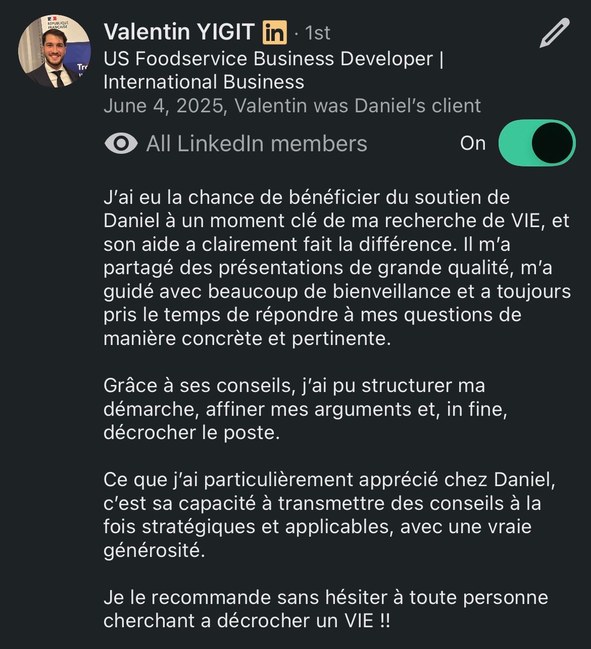 Recommandation LinkedIn