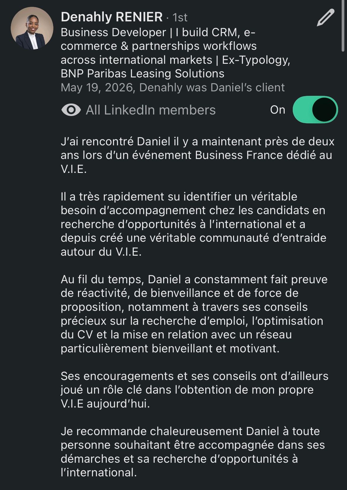 Recommandation LinkedIn