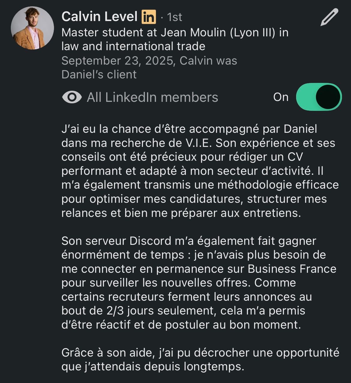 Recommandation LinkedIn