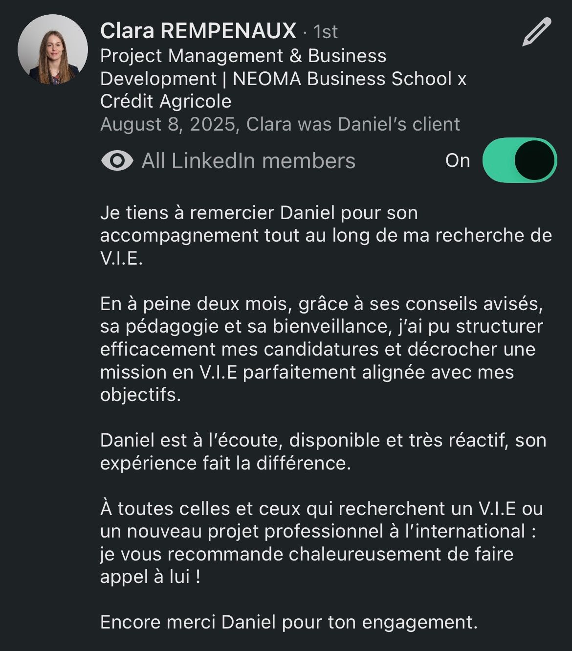 Recommandation LinkedIn