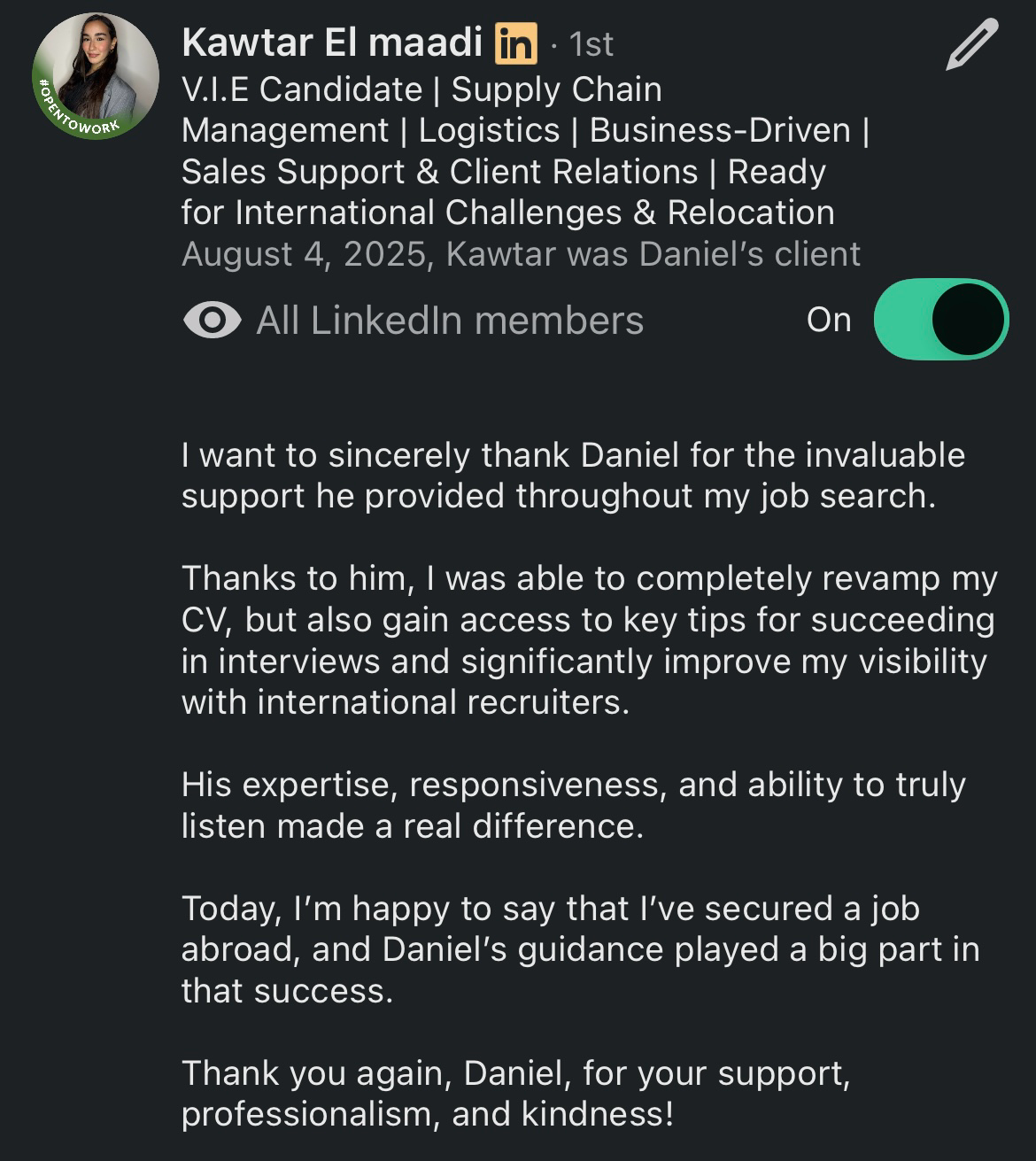Recommandation LinkedIn