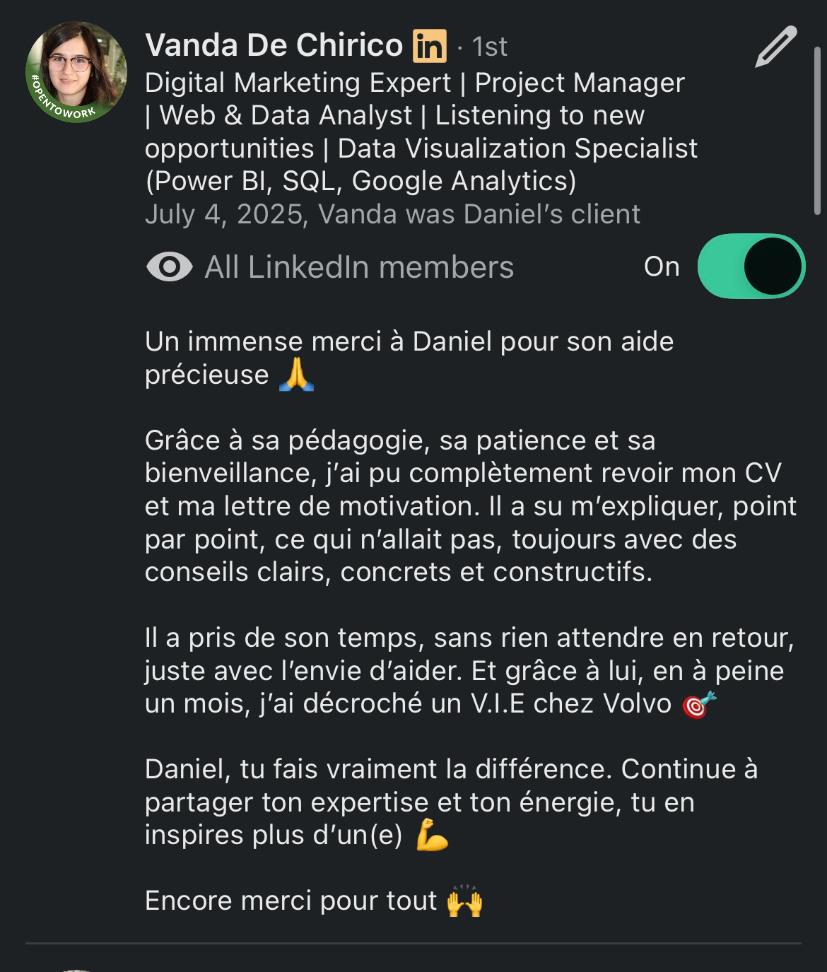 Recommandation LinkedIn