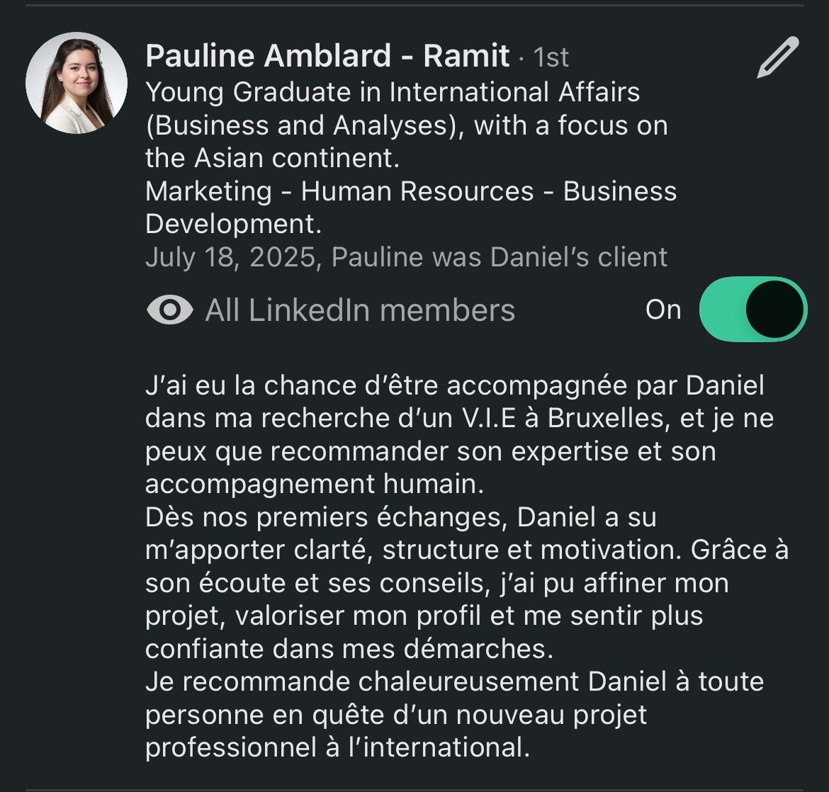 Recommandation LinkedIn