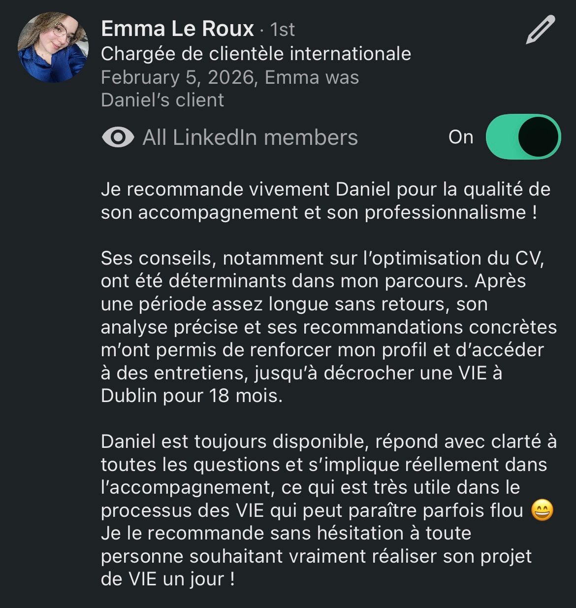 Recommandation LinkedIn