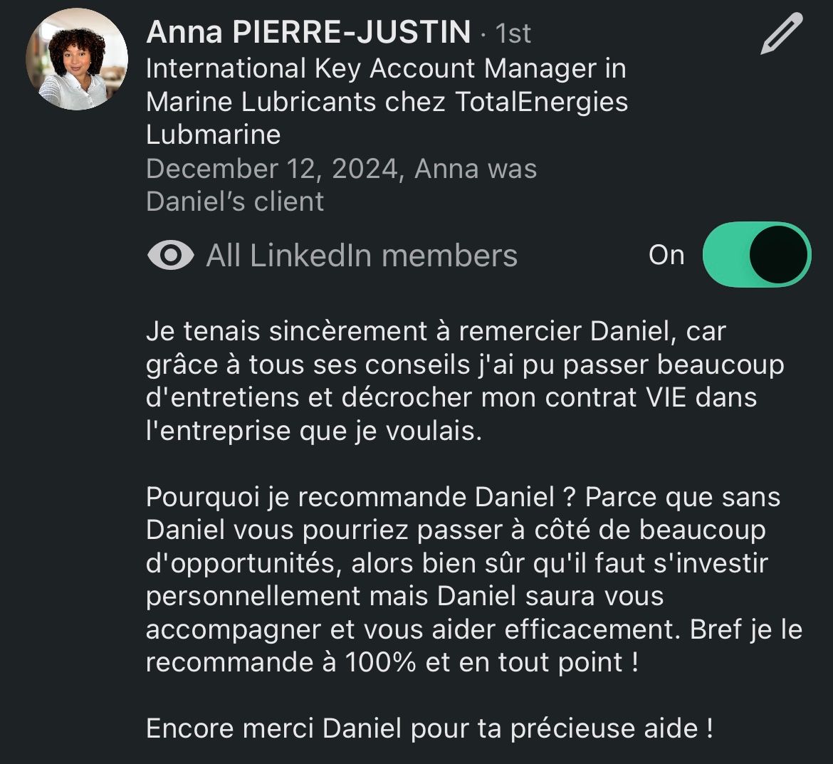 Recommandation LinkedIn