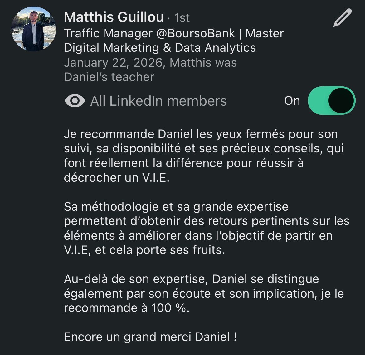 Recommandation LinkedIn