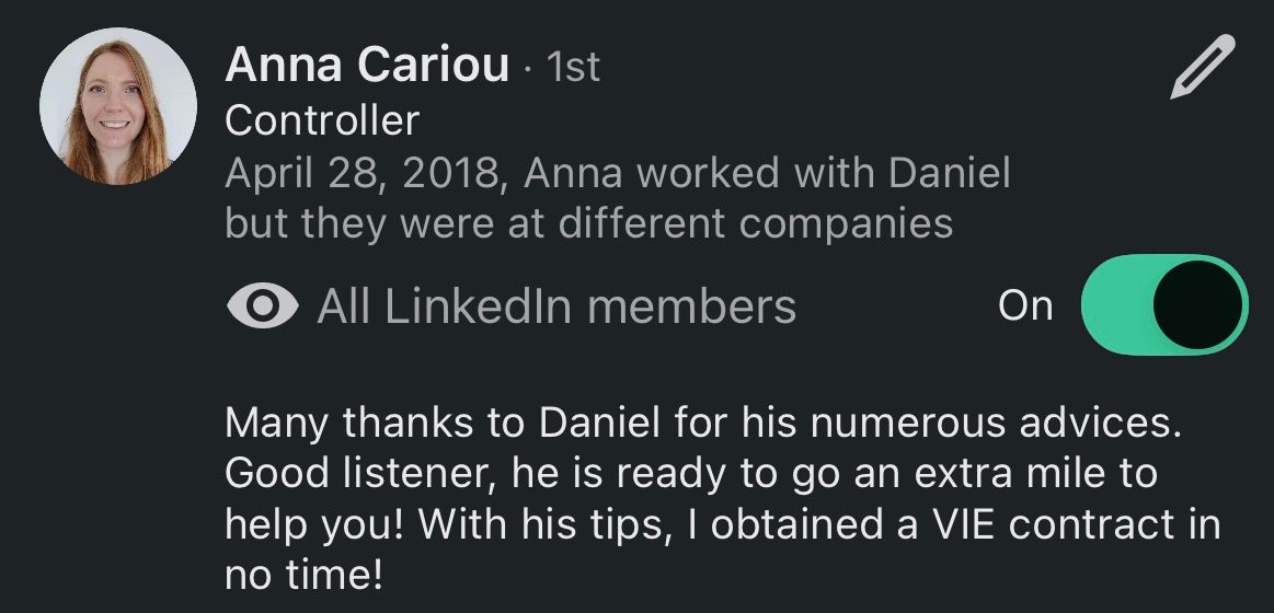 Recommandation LinkedIn