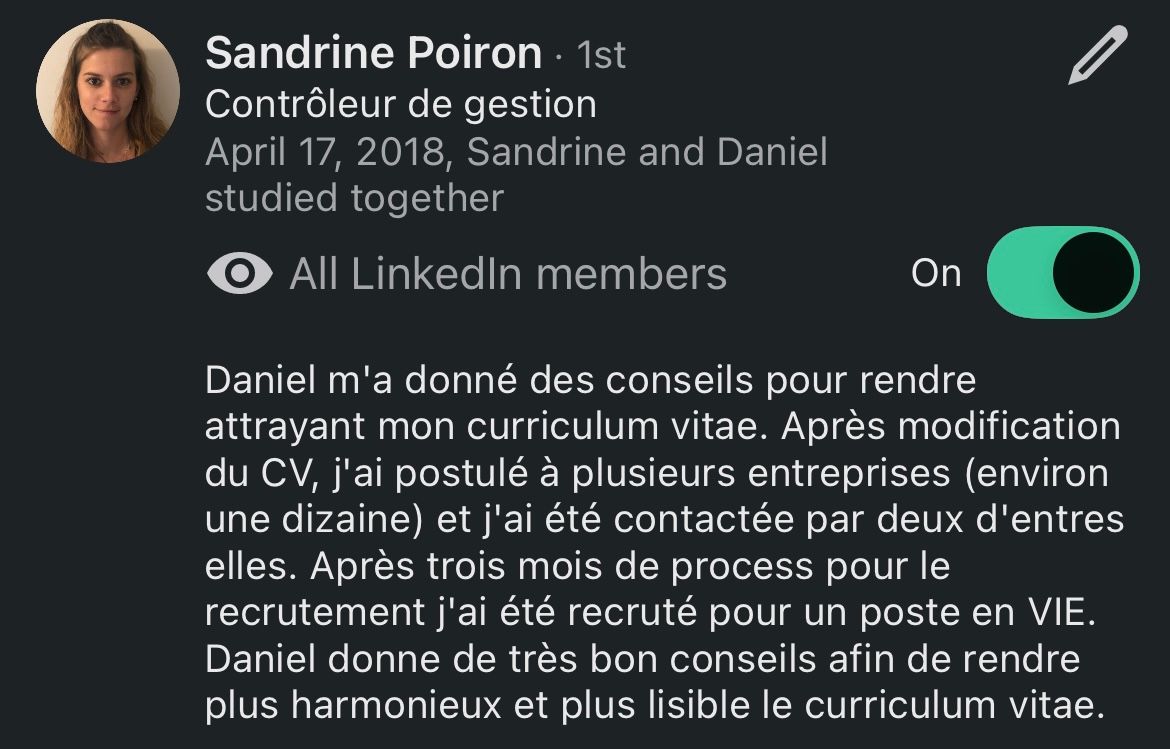 Recommandation LinkedIn