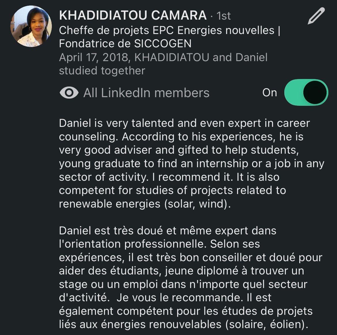 Recommandation LinkedIn