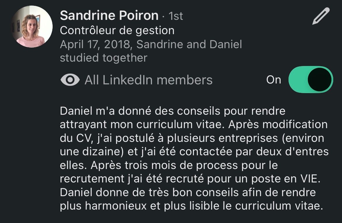 Recommandation LinkedIn