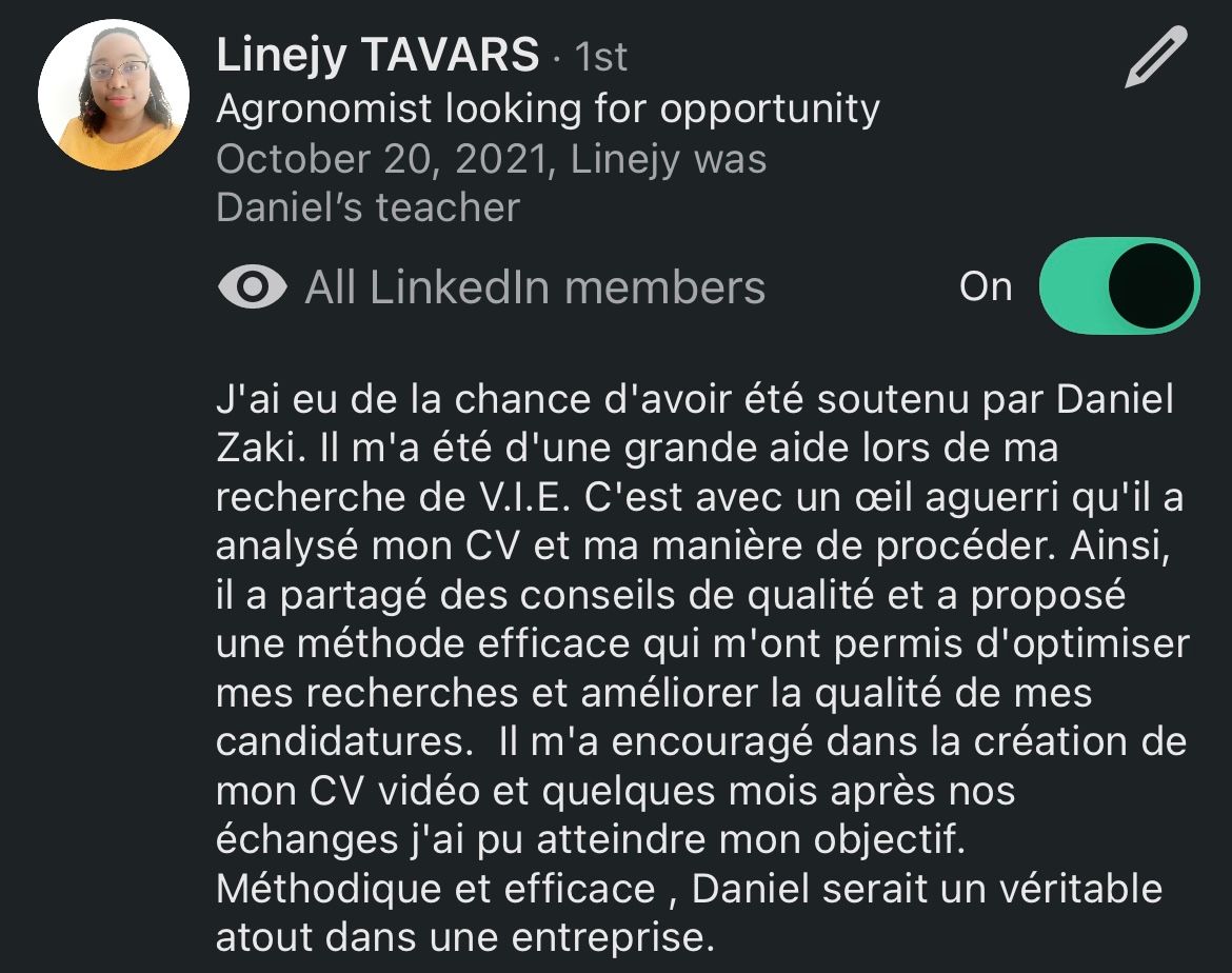 Recommandation LinkedIn