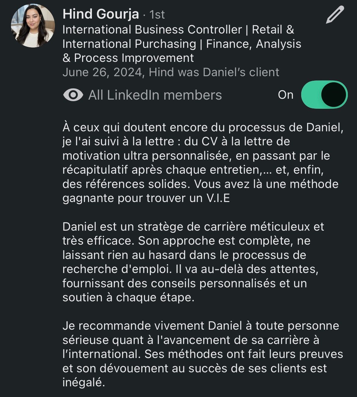 Recommandation LinkedIn