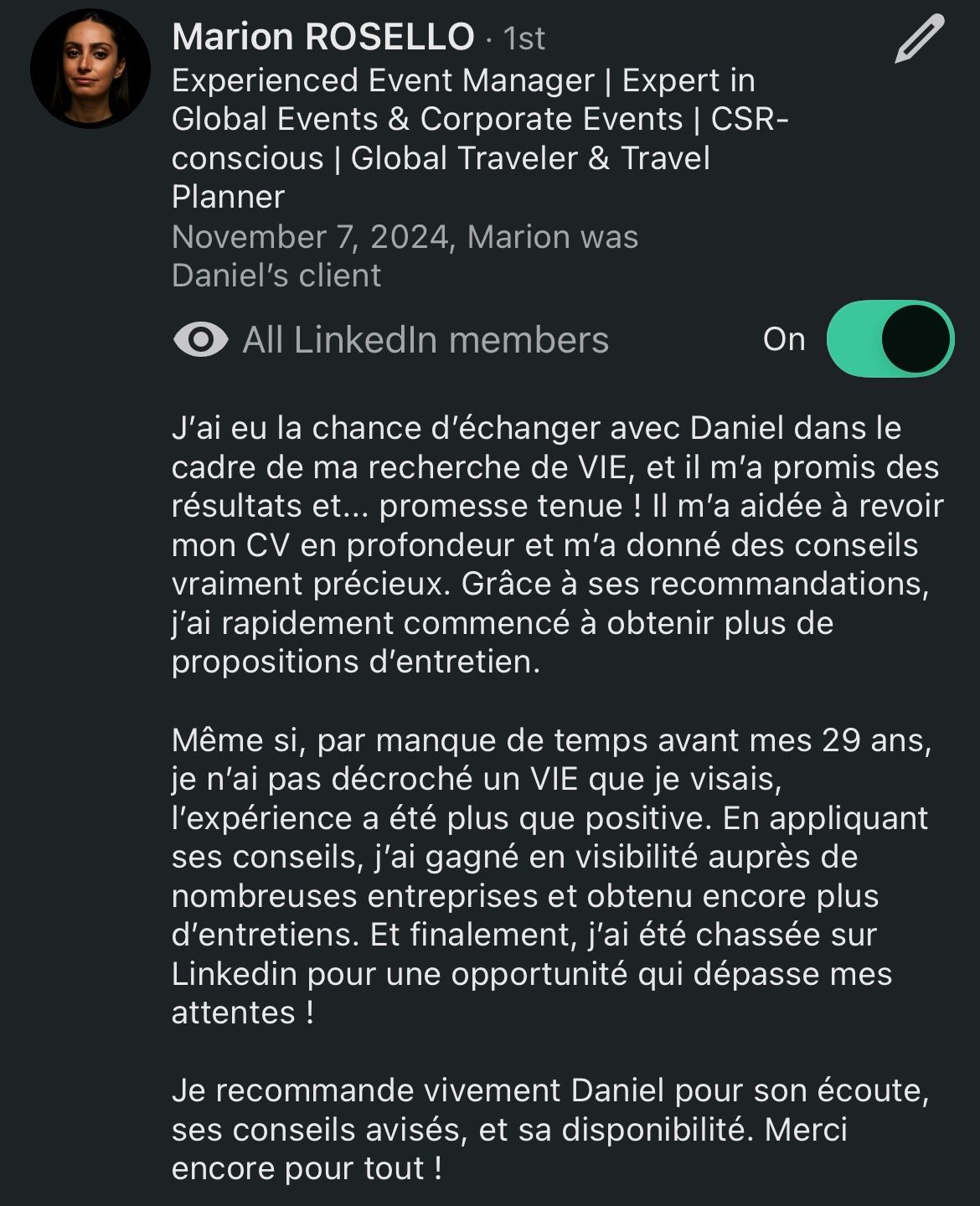 Recommandation LinkedIn